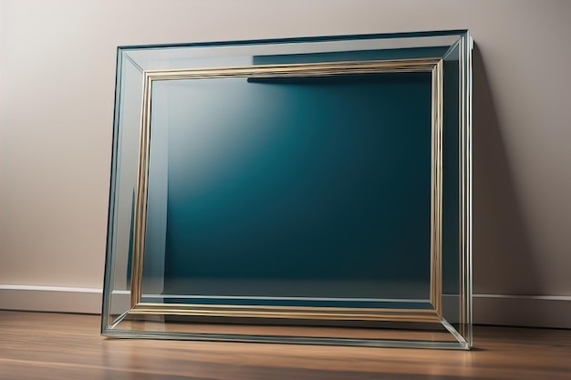 Glasbilderrahmen auf einfarbigem Hintergrund ai generativ