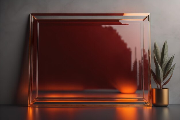 Glasbildrahmen auf einem farbenfrohen Hintergrund ai generativ