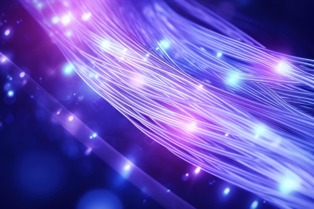 Glasfaser abstrakter Hintergrund Lila Blau Daten Internet Technologie Kabel KI generiert