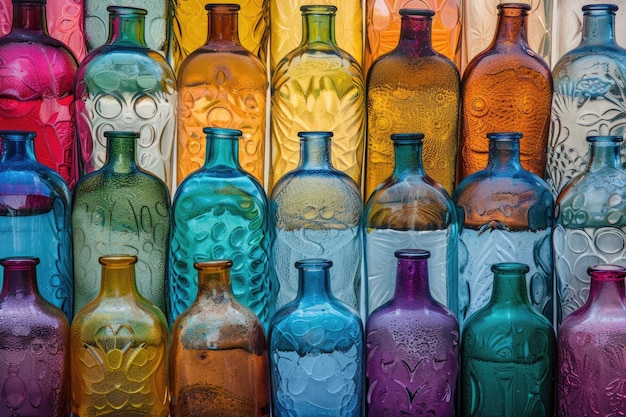 Glasflasche farbenfrohe Wand Abstrakt dekoratives Glasflaschen-Hintergrundmuster