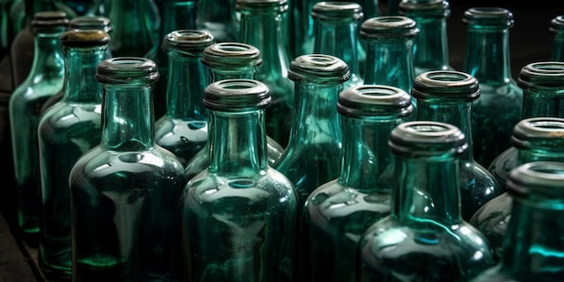 Glasflaschen frisch aus der Produktion Textur der Glasflasche