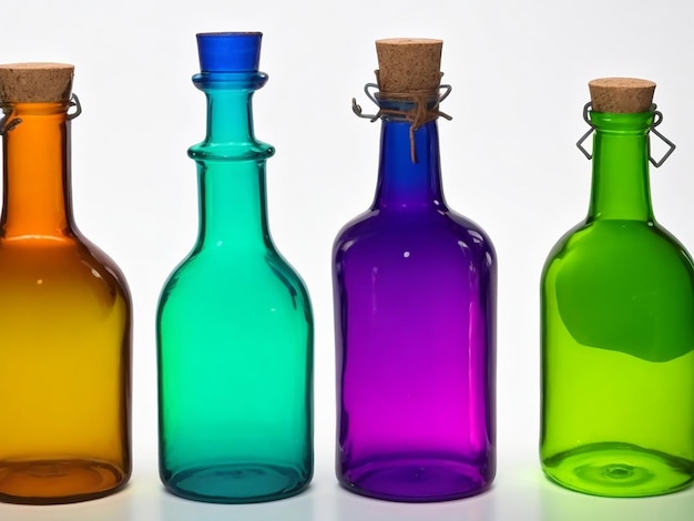 Glasflaschen in verschiedenen Farben zum Recycling erstellt