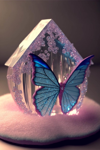 Glashaus mit einem Schmetterling darauf generative KI
