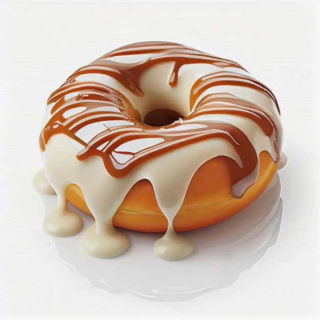 Glasierter süßer realistischer Donut isoliert auf weißem Hintergrund Generative KI