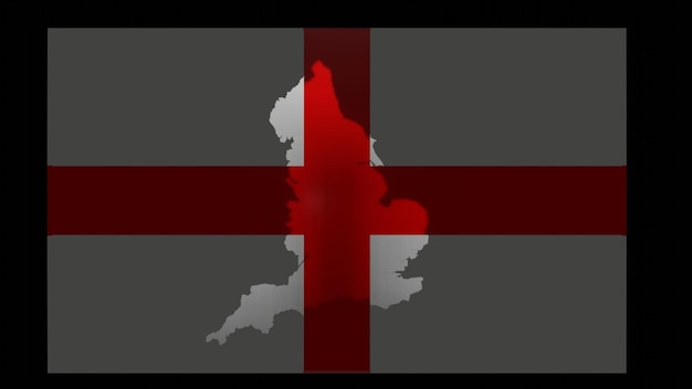 Glasoberfläche England-Flagge mit England-Kartenhintergrund 3D-Rendering