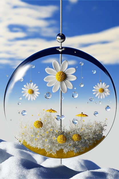 Glasornament mit einer Blume darin generative KI