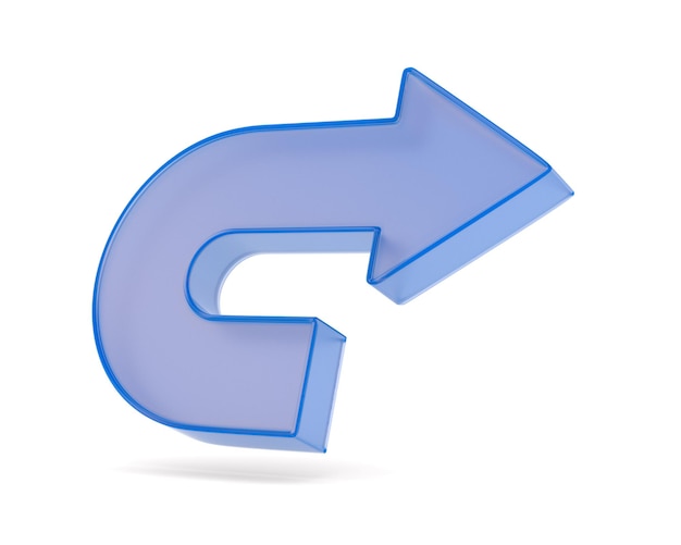 Glaspfeil auf weißem Hintergrund Isolierte 3D-Illustration