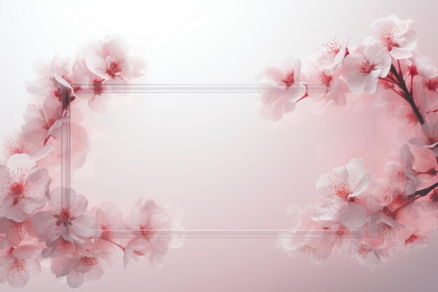 Foto glasrahmen, geschmückt mit sakurablumen, hell und luftig rosa hintergrund für ihren text