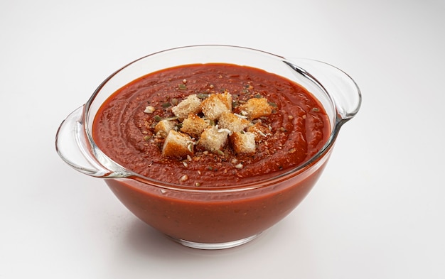 Glasschüssel Tomatencremesuppe