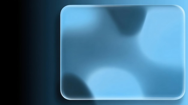 Glassmorphism azul transparente, fondo borroso, forma de panel de interfaz de usuario abstracta y diseño moderno.