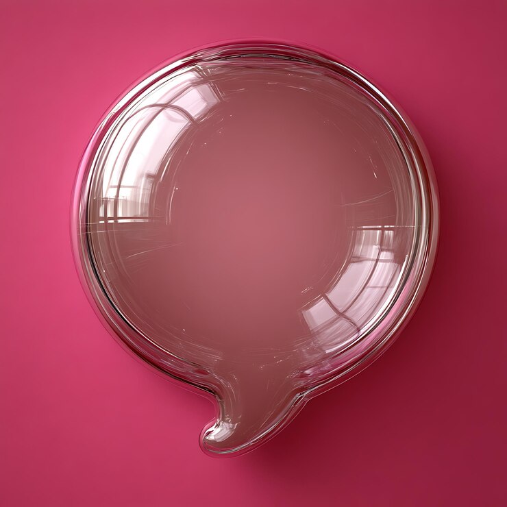 Foto glassprachblase auf rosa hintergrund