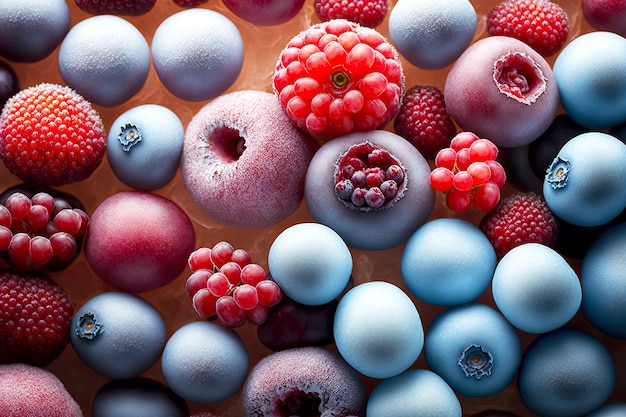 Glatte runde gefrorene Beeren und Preiselbeeren für eine gesunde Ernährung