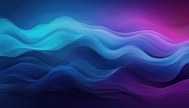 Glatte Wellenhintergrundtapete mit blauen und violetten Farbtönen. Generative KI