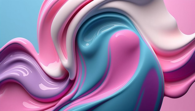 Glatter Hintergrund aus Fruchtjoghurt-Creme glatte Flüssigkeit fließt malenähnliche Textur Generative AI