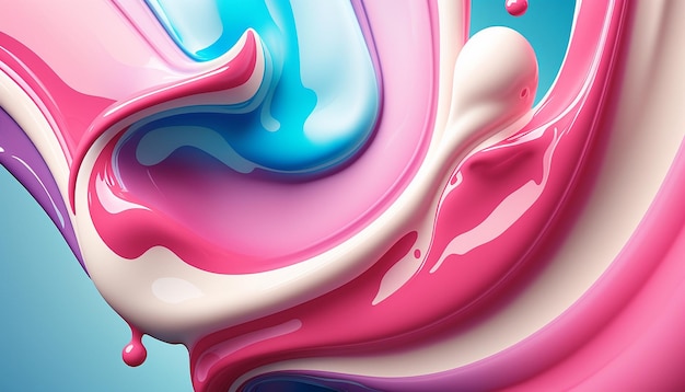 Glatter Hintergrund aus Fruchtjoghurt, cremefarbene glatte Flüssigkeit fließt farbähnliche Textur. Generative KI,