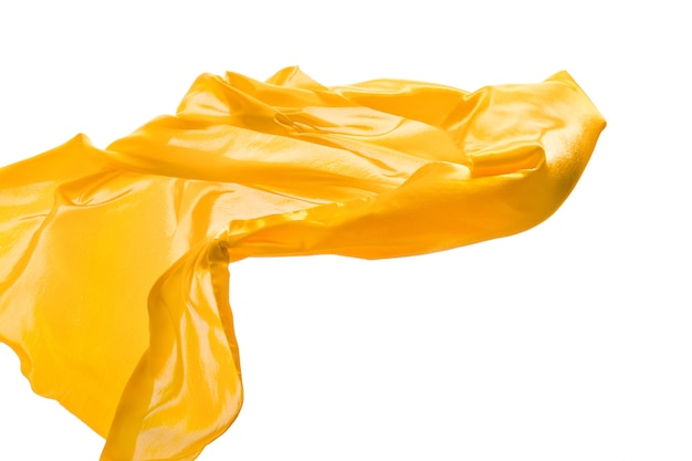 Glattes elegantes transparentes gelbes Tuch getrennt auf weißem Hintergrund.