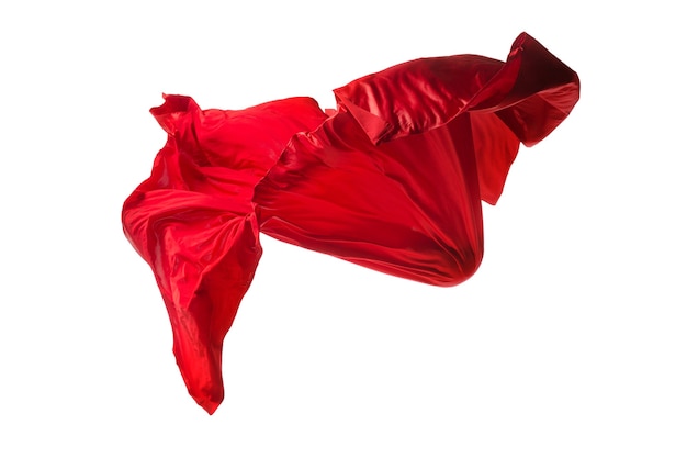 Foto glattes elegantes transparentes rotes tuch getrennt auf weißem hintergrund.