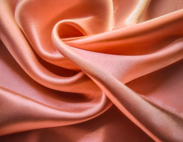 Glattes pinkfarbenes Satingewebe in eleganten Falten Peach Fuzz Farbtrend Textil Eleganz Design