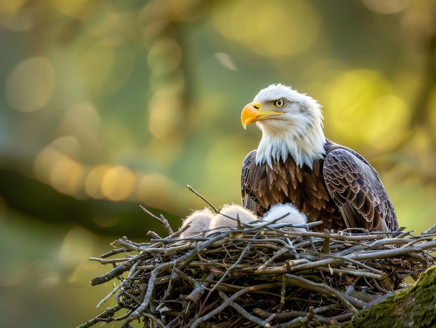 Foto glatze adler im nest