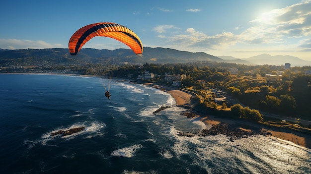 Gleitschirm fliegt über dem Meer