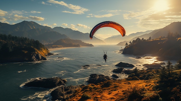 Gleitschirmflug über dem Meer