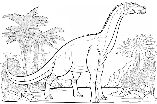 Gliederung Verwenden Sie dieses Brachiosaurus-Dinosaurier-Kunstwerk für Ihr nächstes lehrreiches oder amüsantes Malbuch