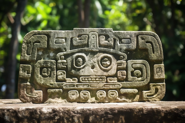 Foto glifo que representa el glifo de la ciudad de tikal u otra ilustración importante del centro.