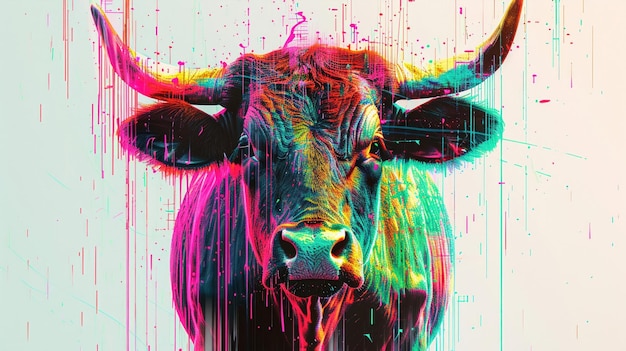 Foto glitch-art-bull-frontansicht