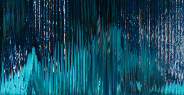 Glitch banner ruido estático textura azul artefactos