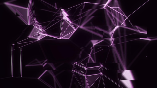 Glitch Cyber-Netzwerkverbindungsstruktur Technologie verbindet Big Data Wissenschaftlicher Hintergrund Futuristische Geschäftskulisse 3D-Rendering
