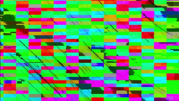 Glitch generado por computadora Pixel multicolor zigzags ruido 3d renderizado error de video