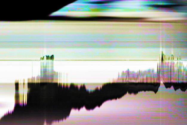 Glitch-Kunst. Videoschaden. Gestreifte statische Rauschmusterüberlagerung.
