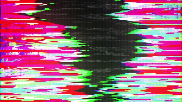 Glitch pixel ruido en la pantalla generado por computadora Bad Signal 3d renderizando un fondo digital