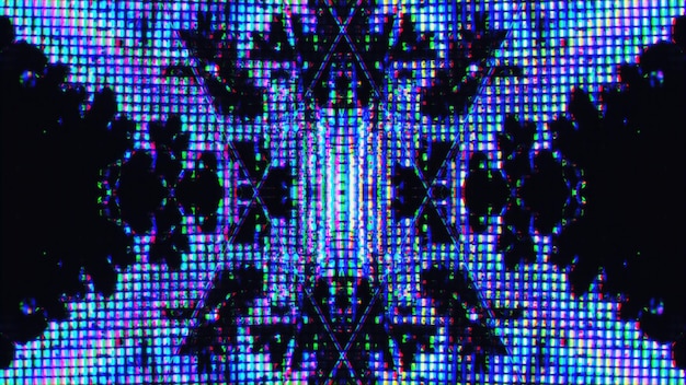 Glitch resplandor digital fractal píxel de luz iridiscente