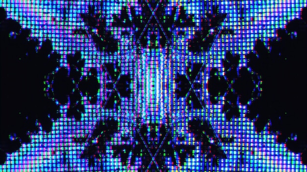 Glitch resplandor digital fractal píxel de luz iridiscente