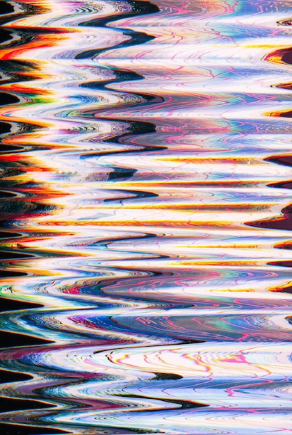 Glitch vibración distorsión ruido patrón digital fondo abstracto con pantalla de vhs de arco iris de neón