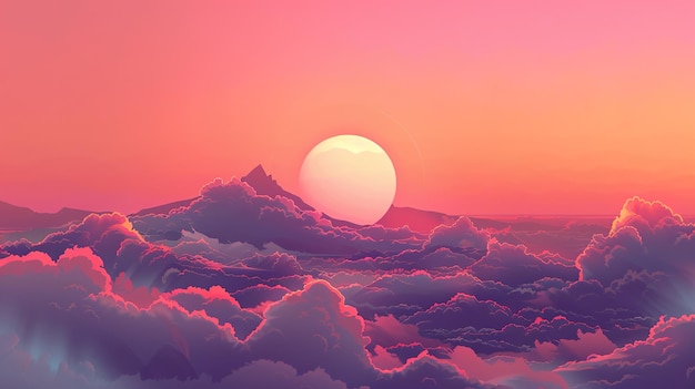 Glitch-Wandpapier zum Sonnenuntergang