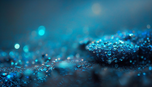 Glitter azul brilhante em fundo abstrato desfocado