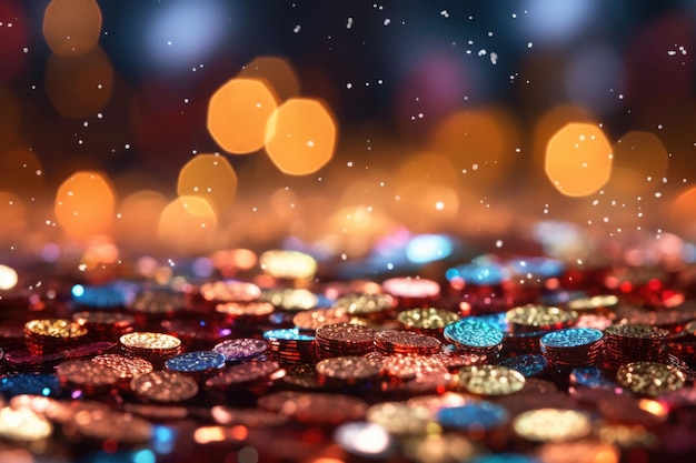 Glitter brilhante fundo desfocado Pó de ouro mágico e brilho Generative AI