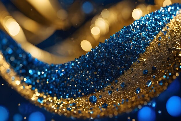 Glitter dorado y azul fondo borroso abstracto