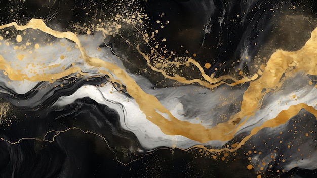 Glitter dourado texturas de mármore preto fundo Abstracto brilhante dourado textura de mármore escuro