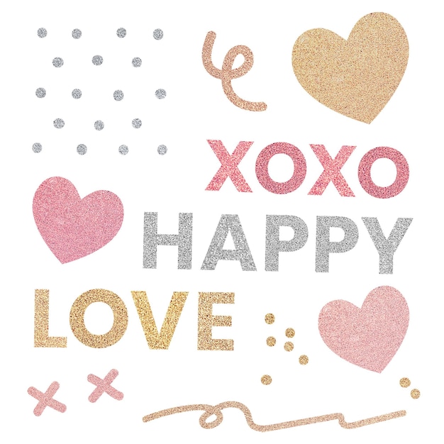 Glitter es un juego de pegatinas con temas de amor png transparente