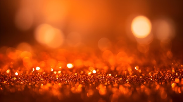 glitter laranja com bokeh de fundo claro