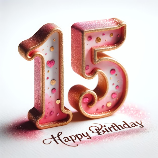 GlitterEdged Fifteen com desejo de aniversário de caligrafia