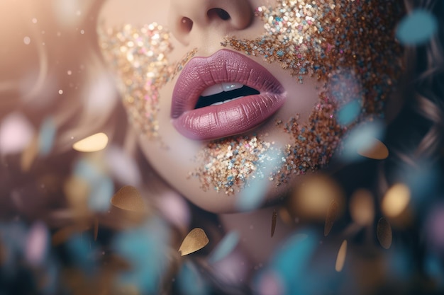 Glitzernde Lippenparty Generate Ai