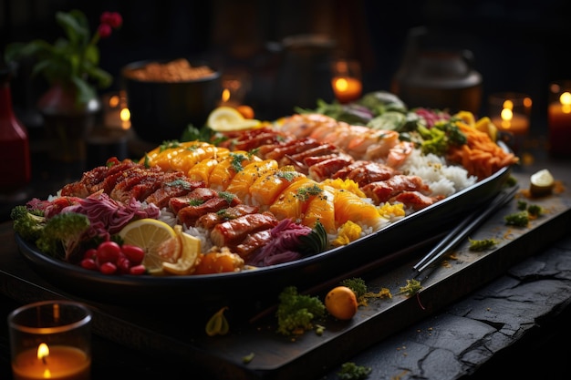 Global Banquet Sushi Curry und Kebab feiern die generative IA der kulinarischen Vielfalt