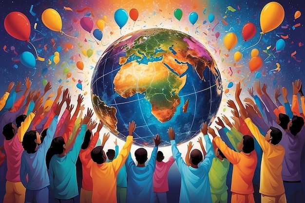 Global Celebration Abstract Die Verknüpfung der Neujahrsfeiern