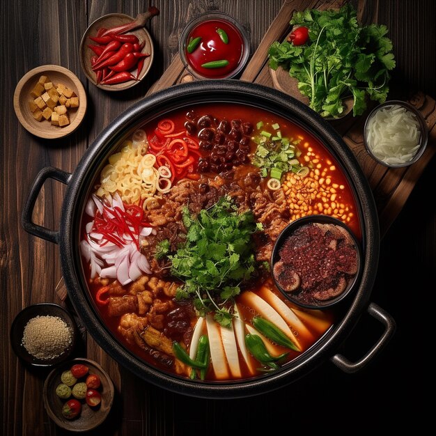 Foto global noodle delights explorando macarrão coreano picante, sopa de carne de vaca, macarrão e mais