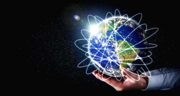Globale erdumspannende Netzwerkverbindung mit Verbindung innovativer Wahrnehmung