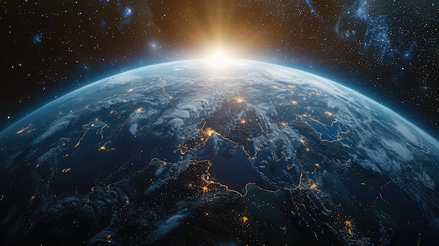 Globale Konnektivität Digitale Illustration der Erde mit Internet-Datenfluss